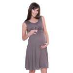 Kleid mit Raffungen V-Ausschnitt + MAMA Umstandsmode; Cappuccino/M/L 38/40