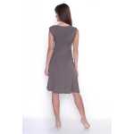 Kleid mit Raffungen V-Ausschnitt + MAMA Umstandsmode; Cappuccino/M/L 38/40
