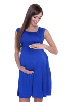 Kleid mit Raffungen V-Ausschnitt + MAMA Umstandsmode; Blau/XS/S 34/36