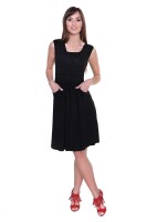 Kleid mit Raffungen V-Ausschnitt + MAMA Umstandsmode; Schwarz/XL/2XL 42/44