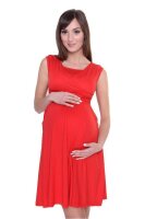 Kleid mit Raffungen V-Ausschnitt + MAMA Umstandsmode; Rot/XS/S 34/36