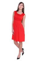 Kleid mit Raffungen V-Ausschnitt + MAMA Umstandsmode; Rot/XS/S 34/36