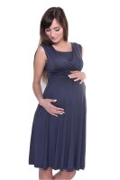 Kleid mit Raffungen V-Ausschnitt + MAMA Umstandsmode; Grafit/S/M 36/38