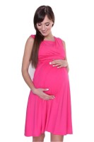 Kleid mit Raffungen V-Ausschnitt + MAMA Umstandsmode; Pink/XL/2XL 42/44