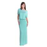 Maxi-Kleid elastischer Bund Dress Sommerkleid tailliert Lang,