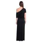Maxi-Kleid elastischer Bund Dress Sommerkleid tailliert Lang,