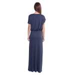 Maxi-Kleid elastischer Bund Dress Sommerkleid tailliert Lang,