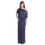 Maxi-Kleid elastischer Bund Dress Sommerkleid tailliert Lang,