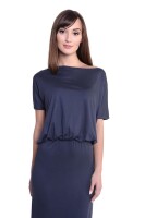 Maxi-Kleid elastischer Bund Dress Sommerkleid tailliert Lang, Grafit/L/XL 40/42