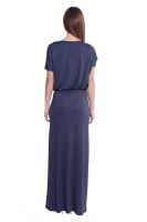 Maxi-Kleid elastischer Bund Dress Sommerkleid tailliert Lang, Grafit/L/XL 40/42