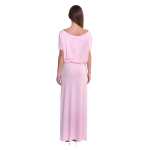Maxi-Kleid elastischer Bund Dress Sommerkleid tailliert Lang, Puderrosa/S/M 36/38