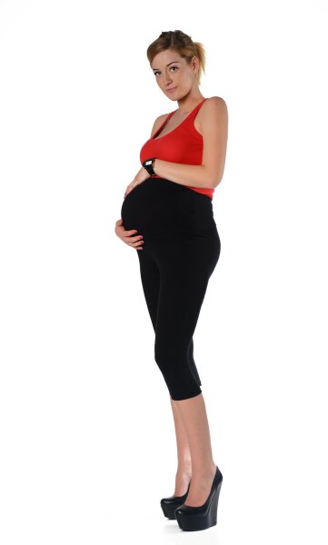 MAMA Umstands Leggings 3/4 in Baumwolle; Schwarz/S/36