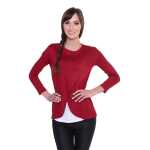 Damen MAMA Umstandshirt Langarm; Bordo XL/2XL 42/44