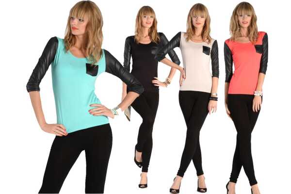 Damen Longshirt Shirt mit Wetlook Top;