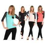 Damen Longshirt Shirt mit Wetlook Top;