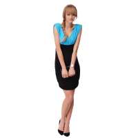 Damen Kleid Dress V-Ausschnitt Raffungen;...