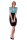 Damen Kleid Dress V-Ausschnitt Raffungen; Türkis-Schwarz L/XL 40/42