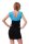 Damen Kleid Dress V-Ausschnitt Raffungen; Türkis-Schwarz L/XL 40/42