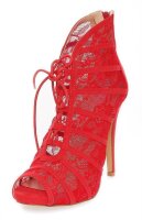 Damen Sommer Sandaletten mit Tüll; Rot/36