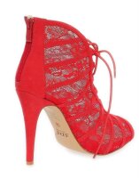 Damen Sommer Sandaletten mit Tüll; Rot/36