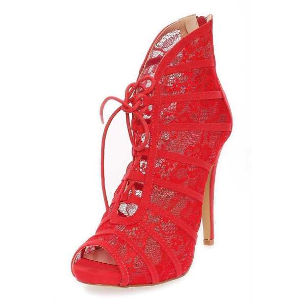 Damen Sommer Sandaletten mit Tüll; Rot/37