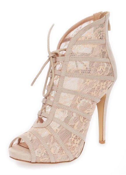 Damen Sommer Sandaletten mit Tüll; Beige/37