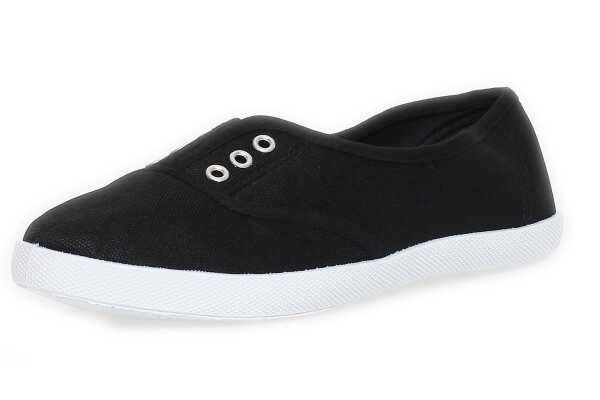 Damen Slipper Sneaker Sommerschuhe; Schwarz/40