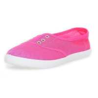 Damen Slipper Sneaker Sommerschuhe; Fuchsia/36