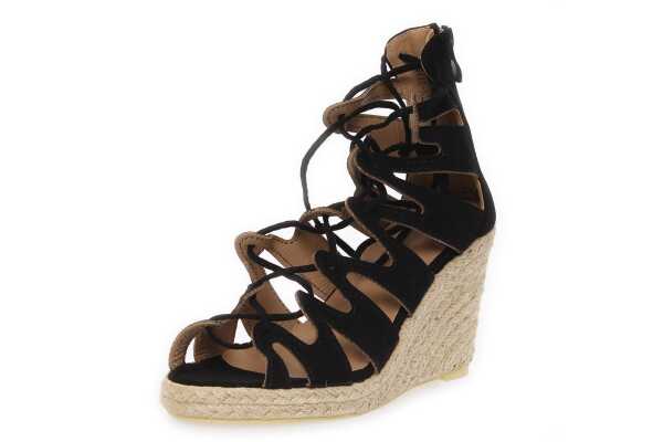 Damen Sandalen mit Riemen Keilabsatz; Schwarz/39