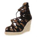 Damen Sandalen mit Riemen Keilabsatz; Schwarz/39
