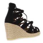 Damen Sandalen mit Riemen Keilabsatz; Schwarz/39