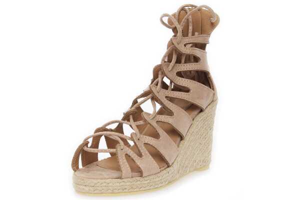 Damen Sandalen mit Riemen Keilabsatz; Beige/39