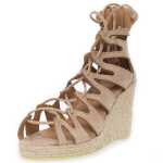 Damen Sandalen mit Riemen Keilabsatz; Beige/39