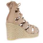 Damen Sandalen mit Riemen Keilabsatz; Beige/39