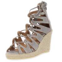 Damen Sandalen mit Riemen Keilabsatz; Grau/36