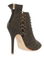 Damen Schnür Pumps Stiletto in 3 Farben,  Khaki 37