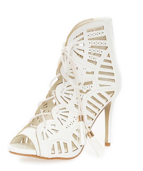 Damen Schnür Pumps Stilett; Weiß/36
