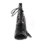 Damen Schnür Pumps Stilett; Schwarz/39