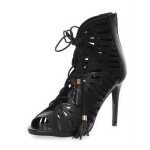 Damen Schnür Pumps Stilett; Schwarz/39