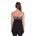 Damen Longshirt mit Schleife Top Bandeau in Leo Zebra Muster, Zebra/S/M 36/38