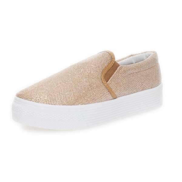 Damen Slipper Sneaker Plateau Sommerschuhe; Gold/38