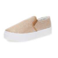 Damen Slipper Sneaker Plateau Sommerschuhe; Gold/38
