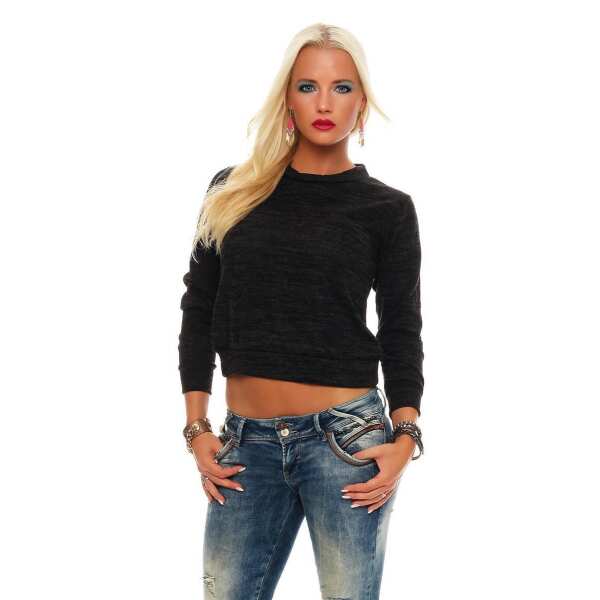 Damen Shirt T-Shirt Sport & Freizeit kurz Langarm; Schwarz/S/M 36/38