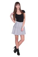 Damen Rock Minirock mit Taschen; Grau Meliert/L/40