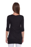 Damen Bluse mit Raffungen Langarm + MAMA Umstandsmode; Schwarz L/XL 40/42