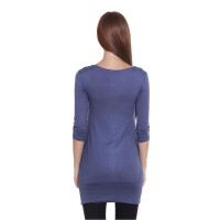 Damen Bluse mit Raffungen Langarm + MAMA Umstandsmode; Grafit S/M 36/38