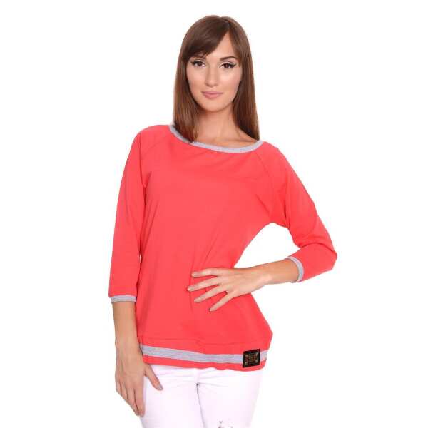 Longshirt Shirt 2 Farbig 3/4 Ärmel; Koralle/S/M 36/38