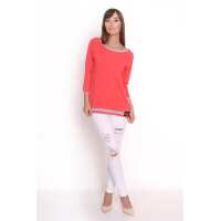 Longshirt Shirt 2 Farbig 3/4 Ärmel; Koralle/S/M 36/38