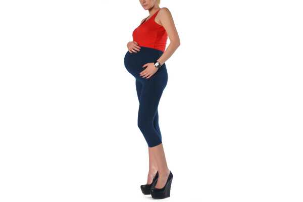 Umstandsleggings 3/4 Baumwolle Schwangerschaft Bauchbund EU Jeansblau XL/42