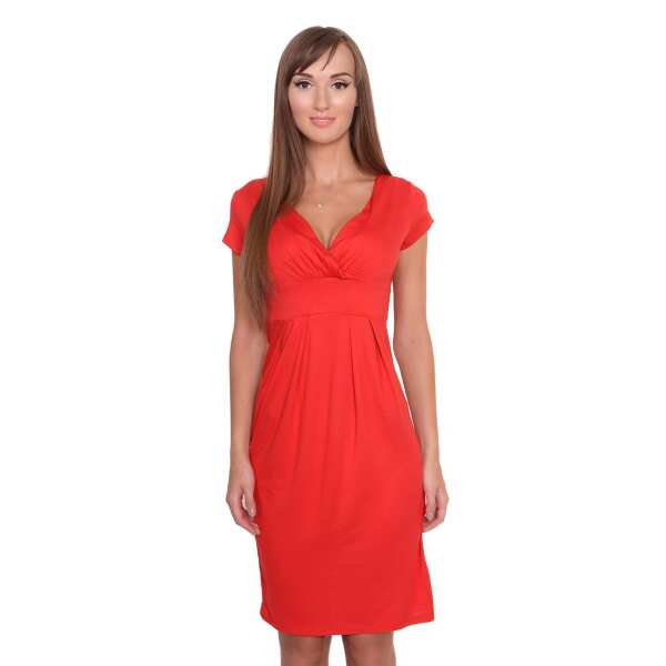 UmstandsKleid V-Ausschnitt mit Raffungen; Rot L/XL 40/42